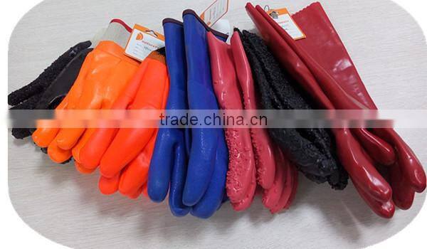 DDSAFETY Hot Sale Orange PVC Gloves With Rough Chip Finished Gloves