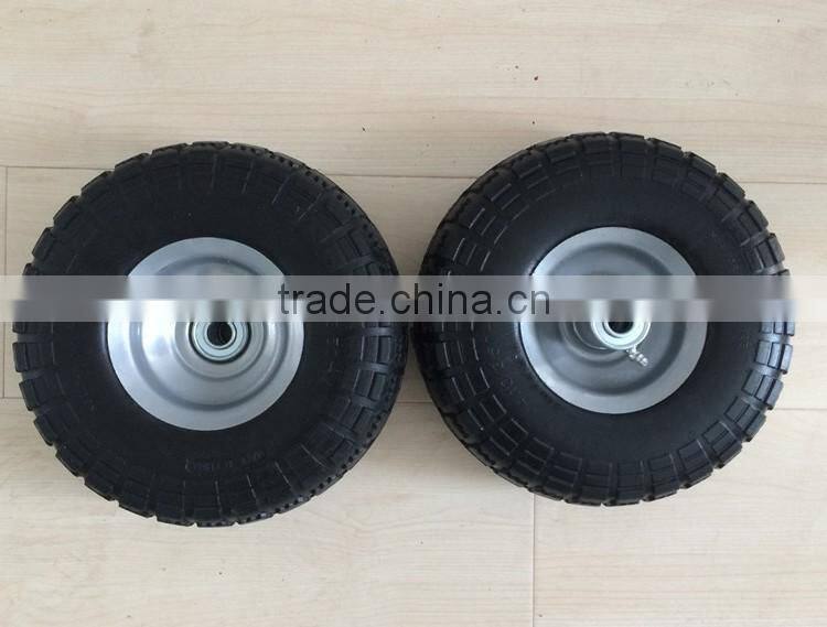 Steel hub small PU wheel 4.10 350-4 tyre