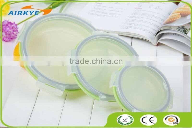 Food Grade Collapsible Silicone storage container 3 sizes/ Air-tight Silicone Folding Lunch Box Microwave Safe