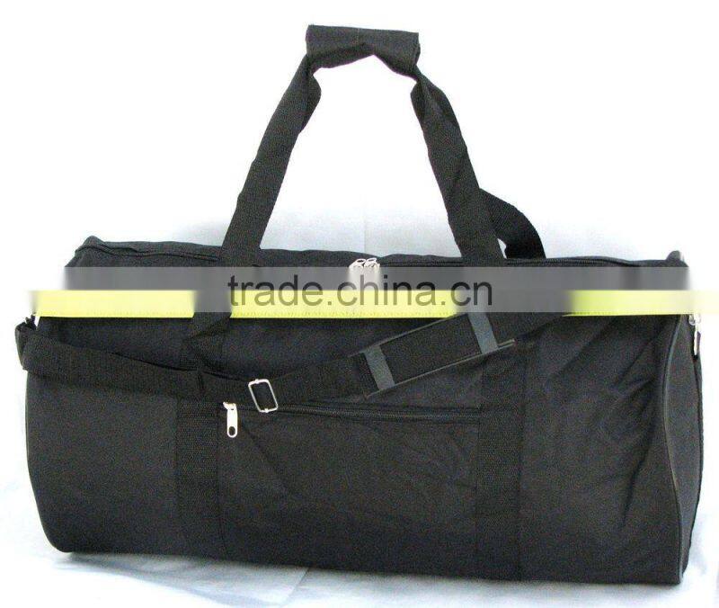 2015 Hot Promote Fashion 600D/PVC travel/duffle bag with Front zipper pocket between handles and and Adjustable shoulder straps