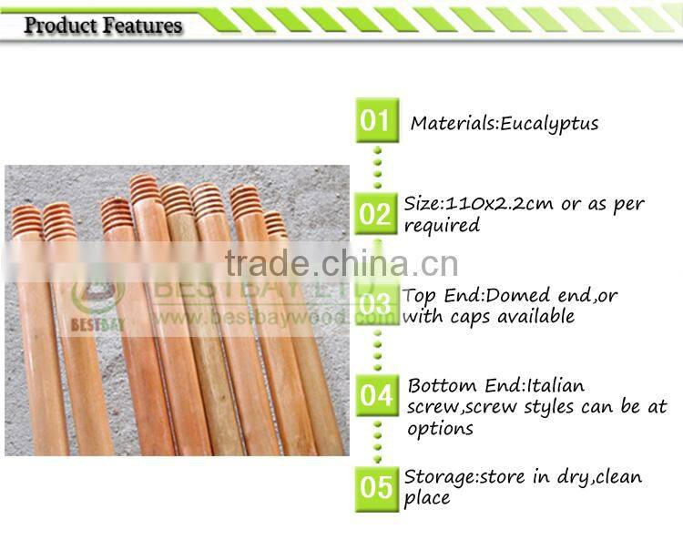 Varnish coated wooden broom handle