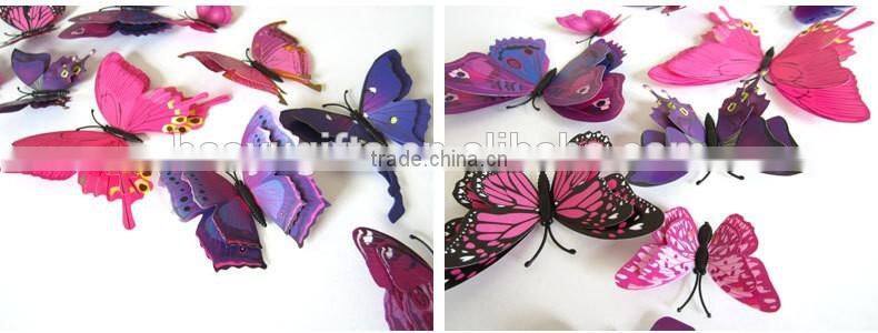 Bilayer 3D Butterfly Wall Sticker Double-deck Butterflies Decor Wall Sticker Decorative Twin-layer