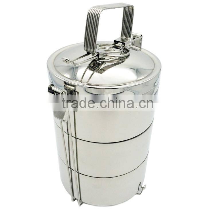 Factory Three layers container for food with dividers/lunch box tiffin carrier/stainless steel tiffin