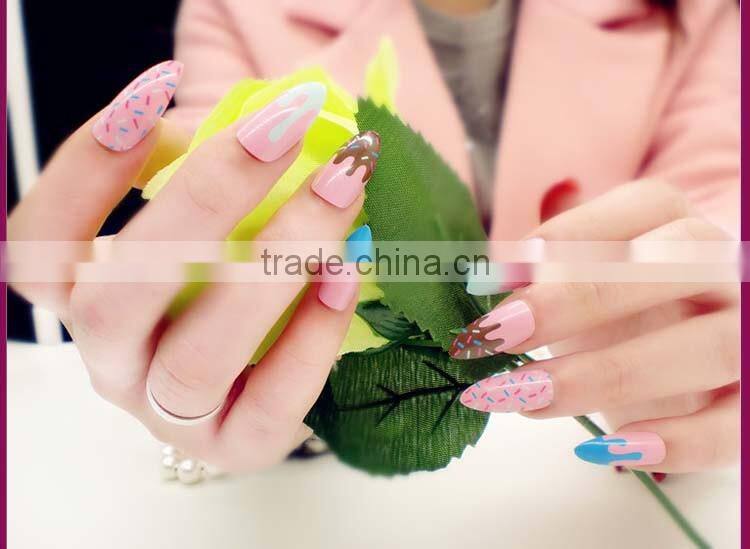 2016 Newest full cover factory nail supplies colorful stiletto nail tips