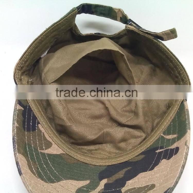 Wholesale custom 6 panel with flat embroidery cap with inside pocket camo truker cap