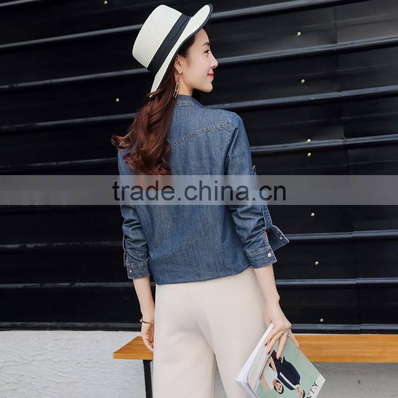 Wholesale Newest Model Tops Western style Denim Shirt For Women