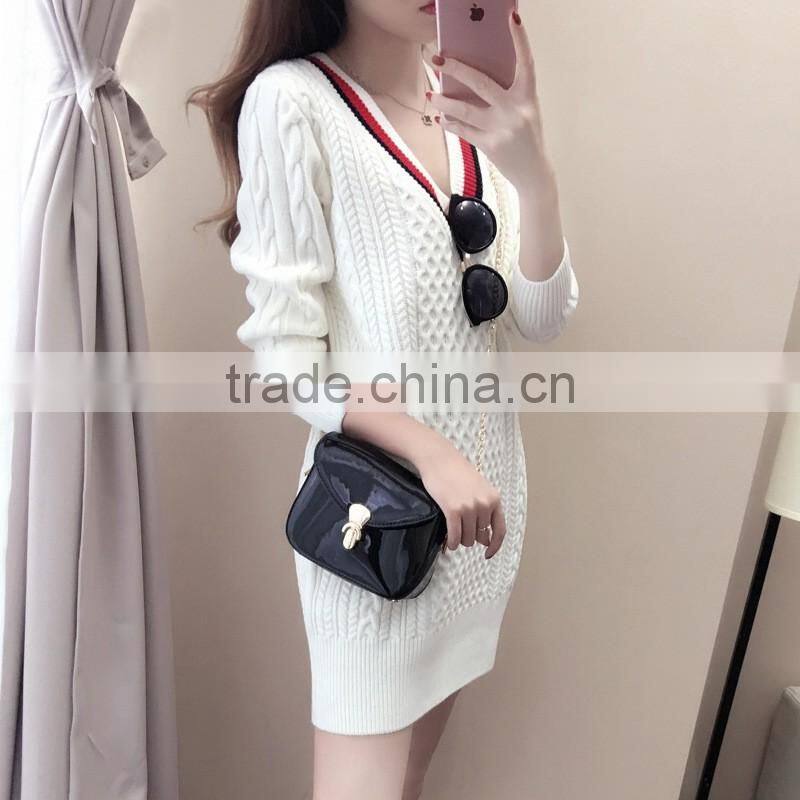 Best Sale Knitted Women Long Sweater Design V Neck Cashmere Sweater Women
