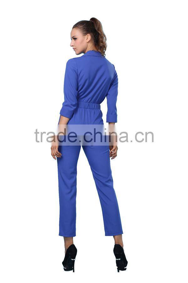 2015 New Arrival Elegant 3/4 Sleeve Women Wrap Jumpsuit