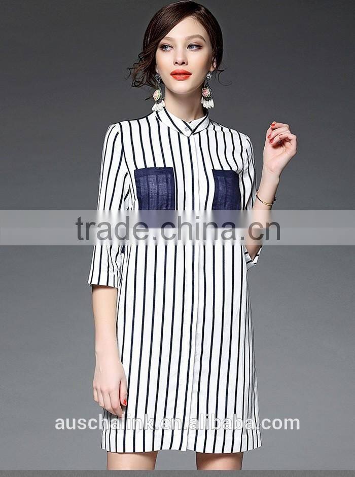 outdoor custom cheap lady striped breathable linen shirt nice design
