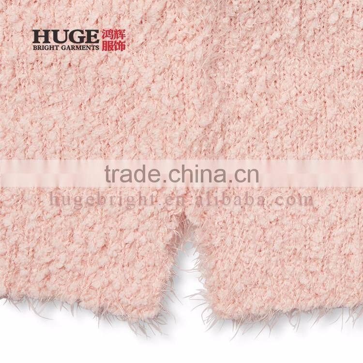 Girls Long Sleeve Metallic Fuzzy Round Neck Sweater