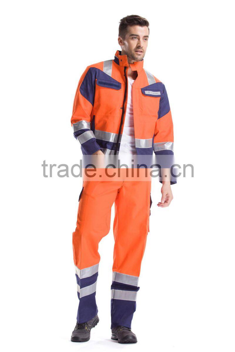 2015 OEM male Anti static work Uniform one piece wear fire-fighting protection safty coverall set clothes high Quality