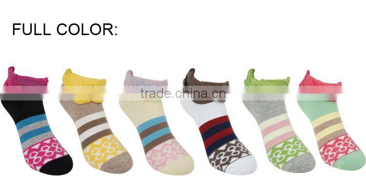 2014 High quality jacquard weave polka dot pattern women cotton boat socks