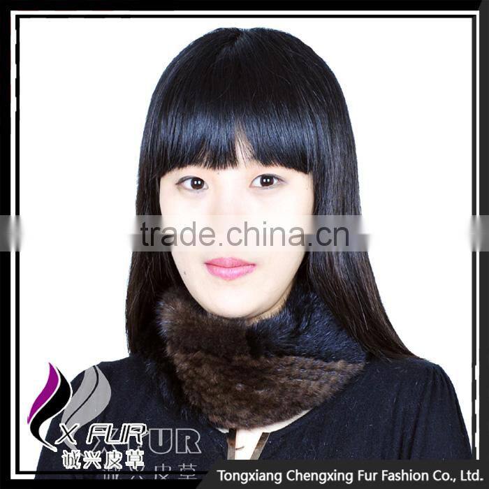 CX-E-28 2016 Wholesale Stock Popular Hair Headband Knitted Mink Fur Scarf