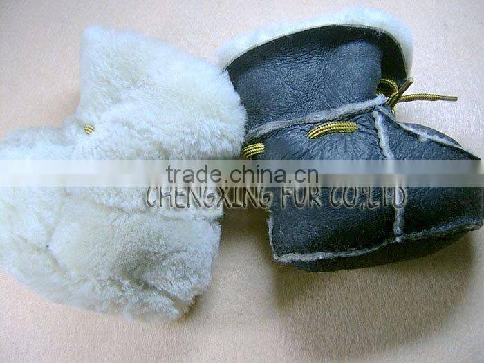 CX-SHOES-02 Genuine Sheared Sheep Skin Funny Baby Shoes
