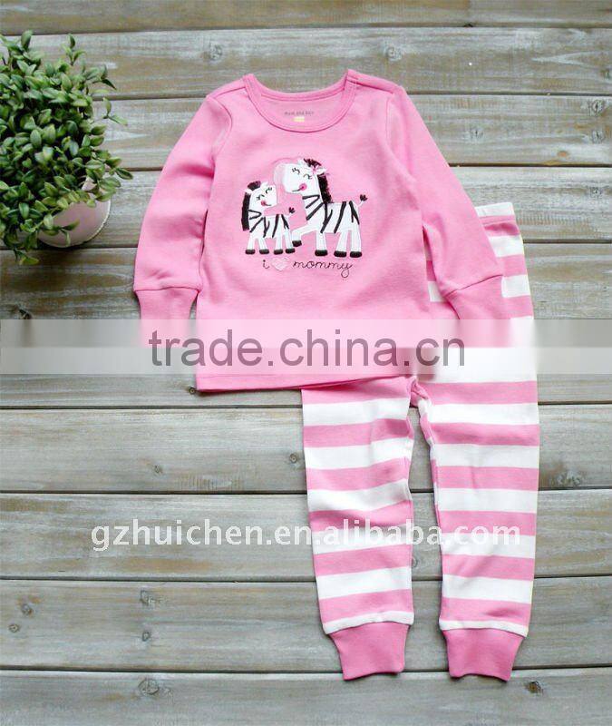 2011 autumn baby clothing set 100% cotton embroider pajama