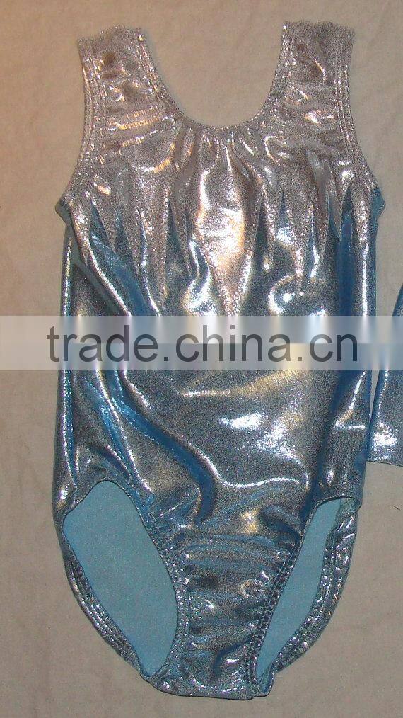 Gymnastics leotard for girl light blue mystique and white/silver mystique
