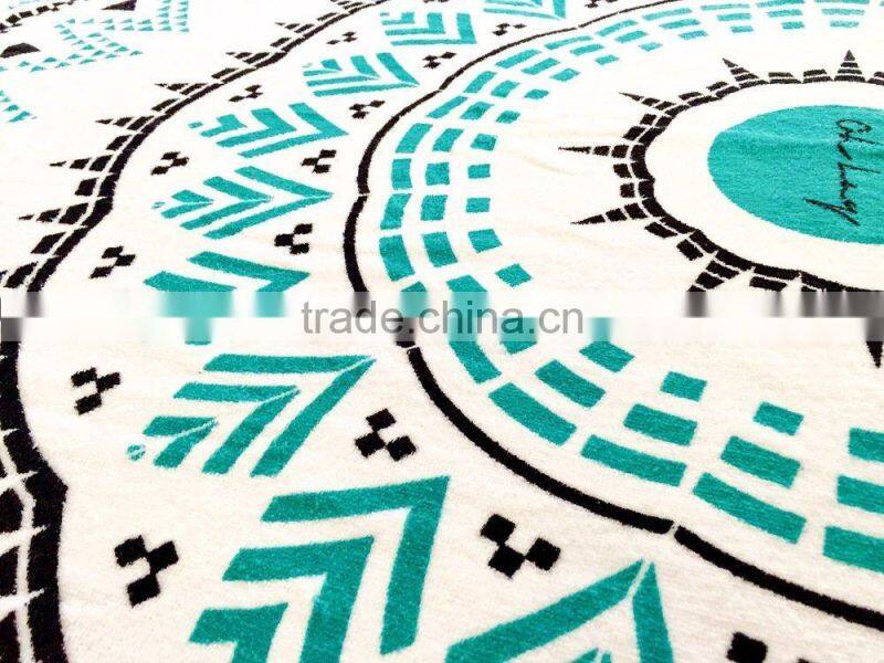 Hot sale cheap reactive print microfiber beach towel with tassel