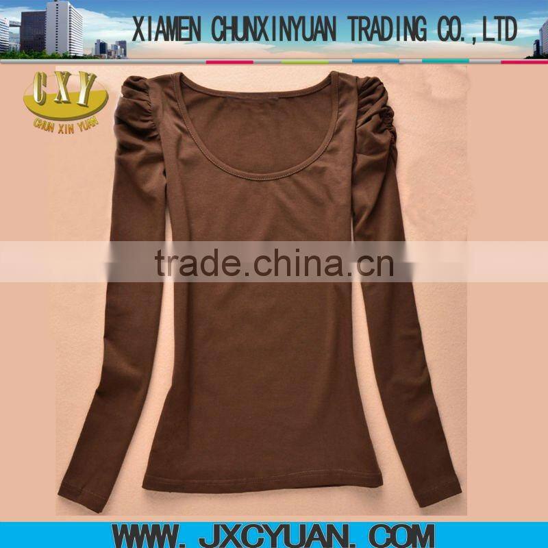 pure white blank white long sleeve t shirt for women