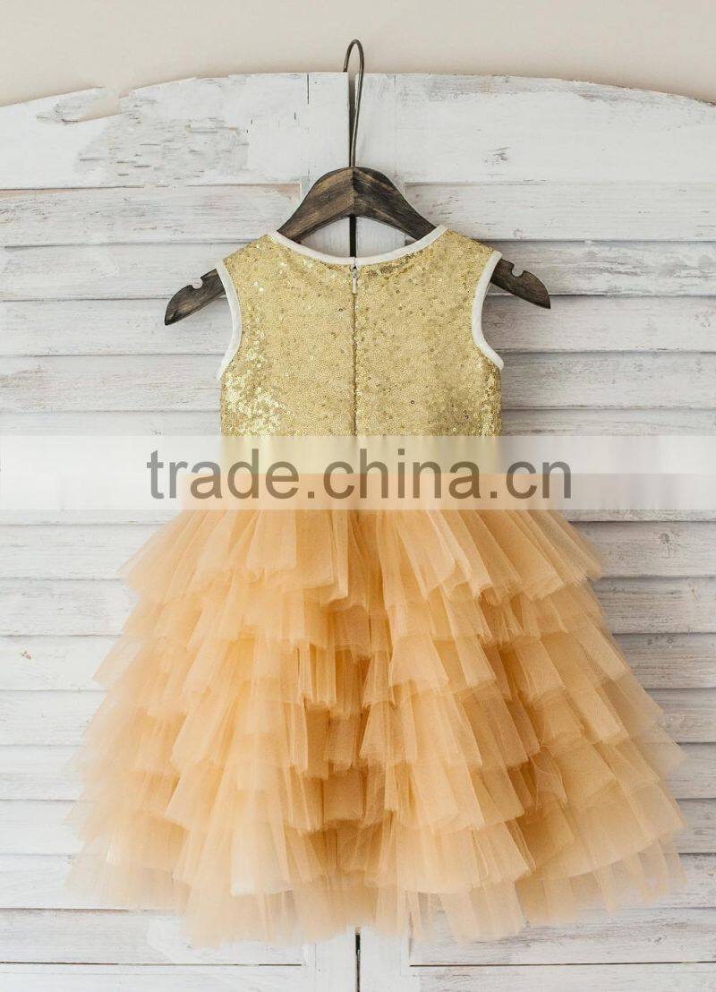 Wholesale Children's Boutique Flower Girls Dresses Sequin Tutu Dress Chindren Wear