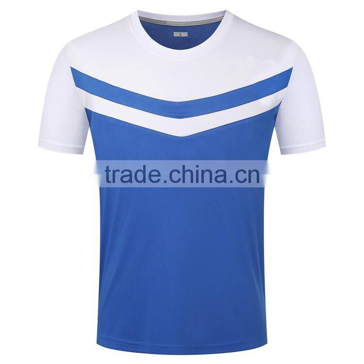 Mens Quick Dry Short Sleeve Stripe Sport Shirt Gym Running Polyester Jersey Tees