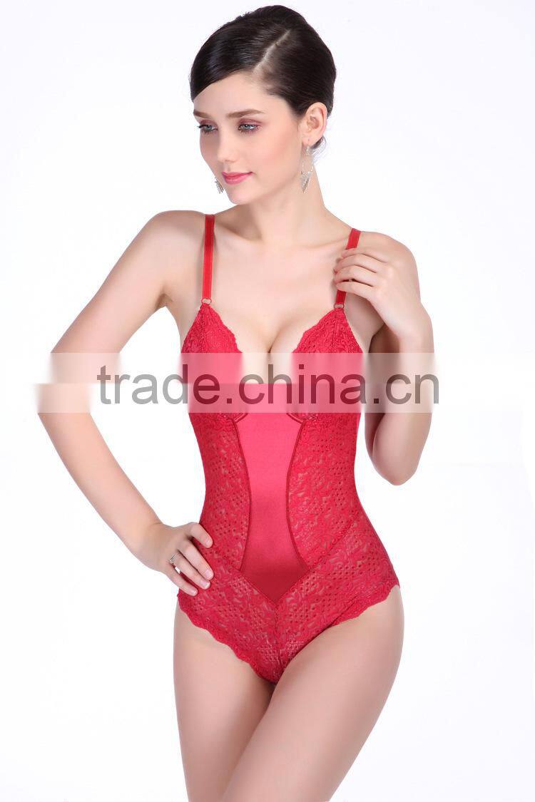 transparent seamless lace slim body shaper suit for women