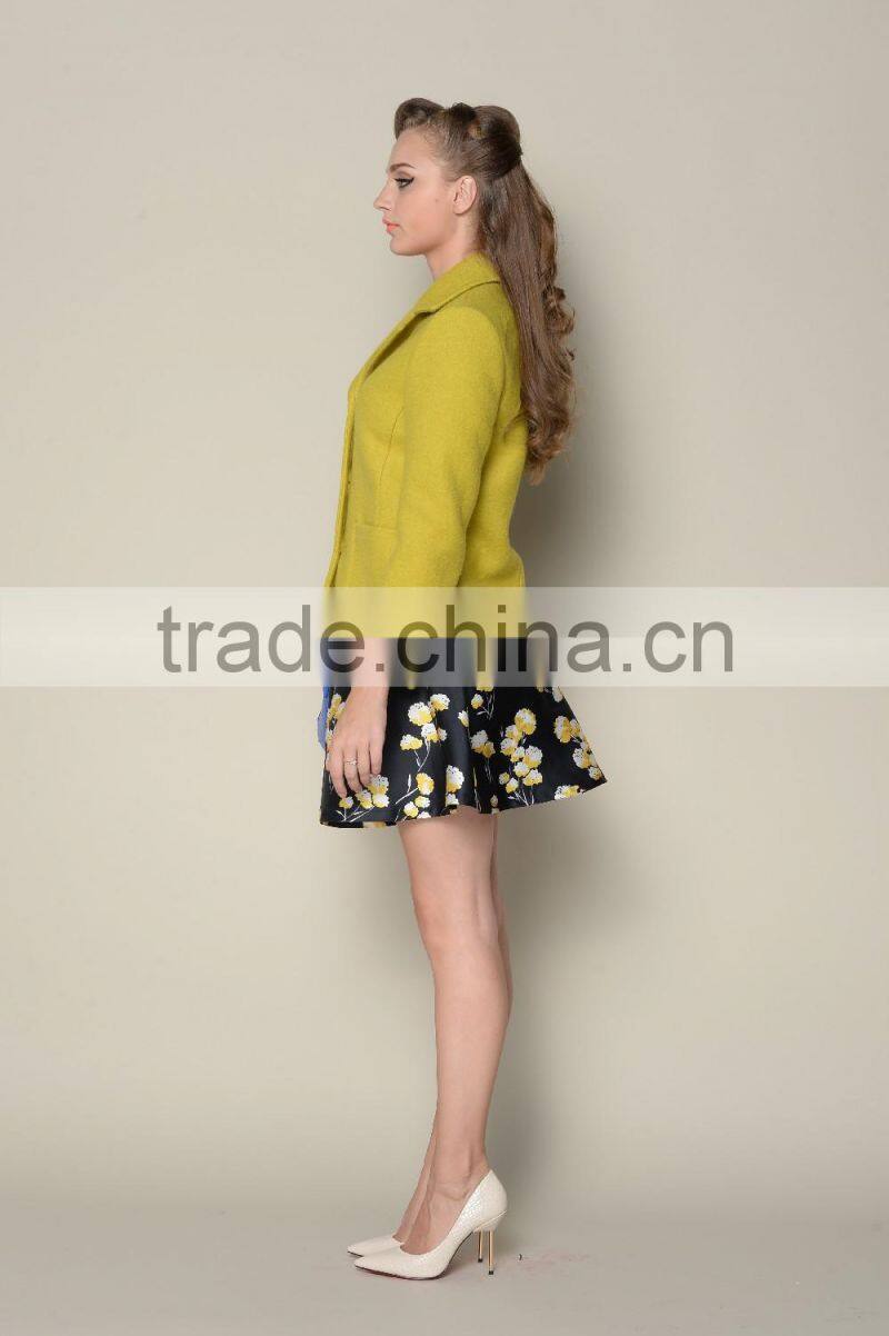 brand designer 2015 European style elegant plain coats and jackets woman