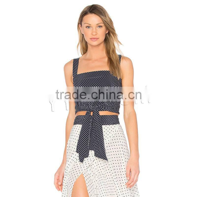 Camisole backless printed dot deep blue Sold By PC