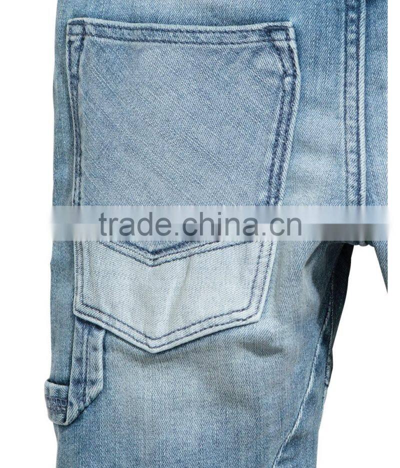 2017 new Summer Children Blue washed boys Tapered Knee-length Denim cargo Shorts