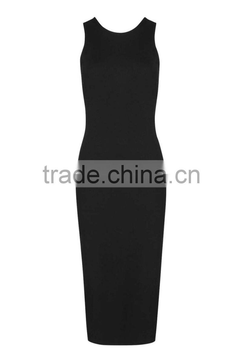 Women's black Vest Midi Dress