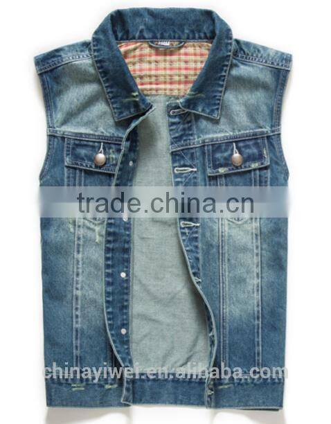 custom sleeveless denim jacket for men
