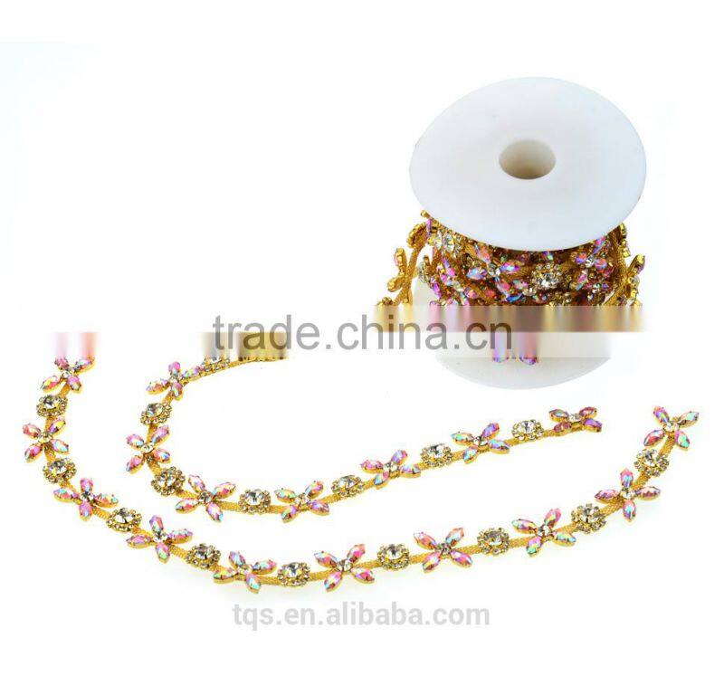 Rhinestone Brass Cup Chain