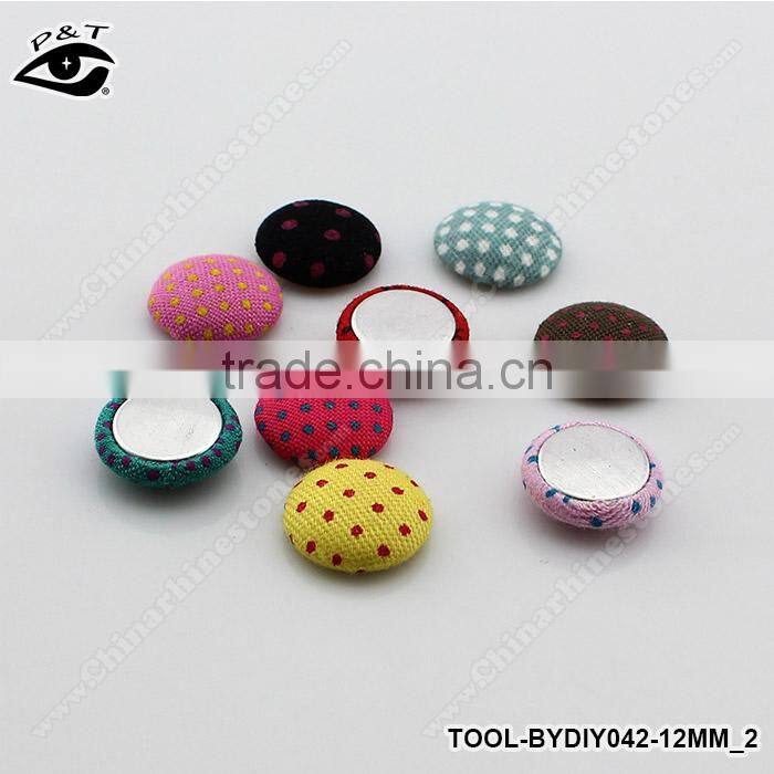 12mm Semicircle Polka-dot Printing Covered Buttons Flatback Fabric Button Accessories for Craft