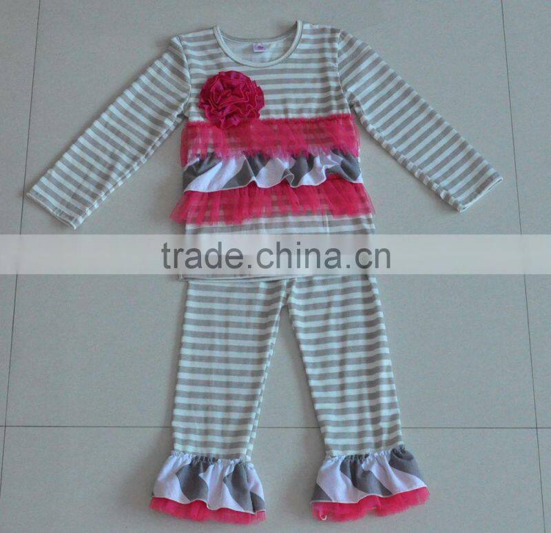 hot sale pure pink ruffle baby winter flower romper boutique outfits long sleeve fall soft baby cotton romper wholesale