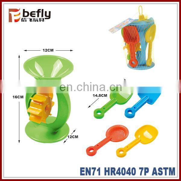 Kids beach mesh bag toys with plastic mini wheelbarrow