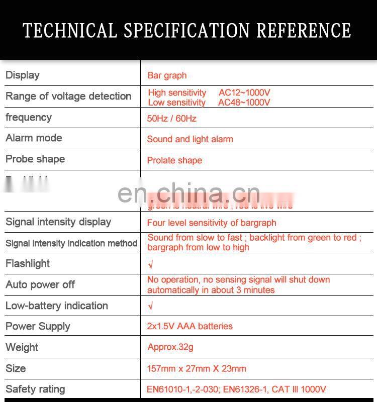 Hot sale Latest Products handheld voltage detector tester non-contact 12VAC to 1000VAC AC Voltage Detector