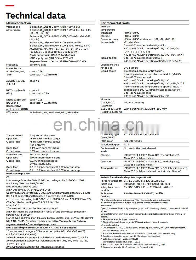 ACS880-01-046A-2 ABB industrial drives Frequency converter 11kw