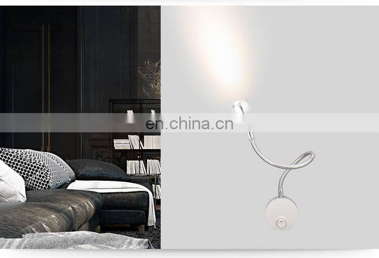 Cheap price bathroom mirror lamp with flexible hose mini led reading lamp for bedroom OEM gooseneck led headboard wall lamp
