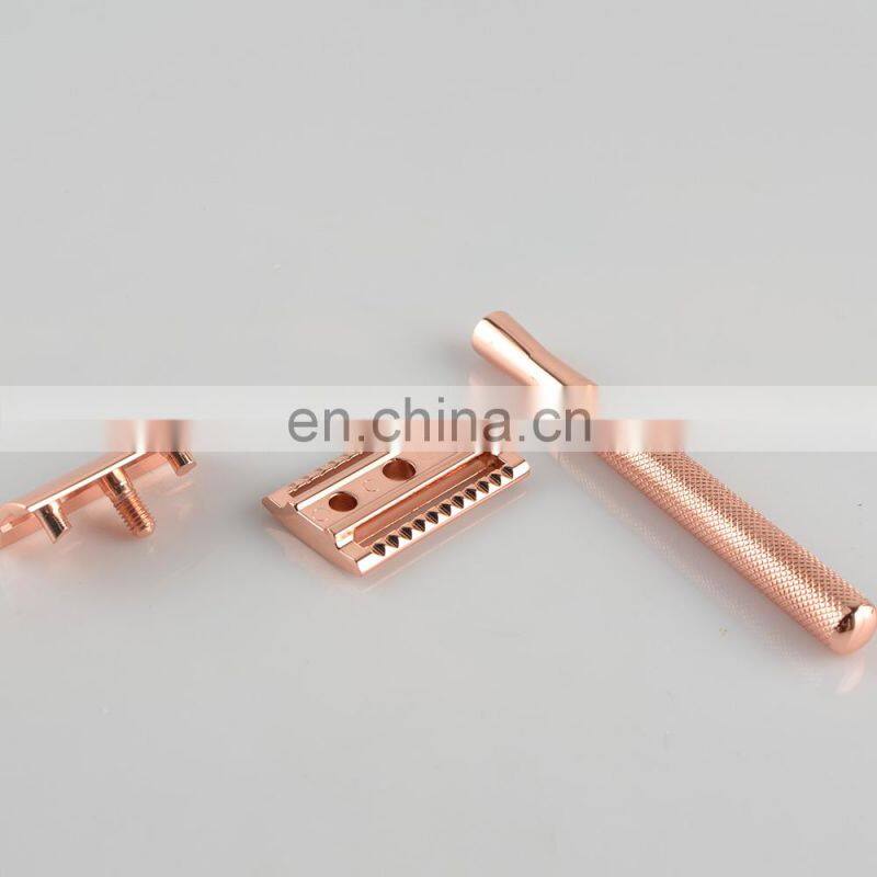 High quality women rose gold customized metal traditional double edge blades men shaver gift safety razor shave best