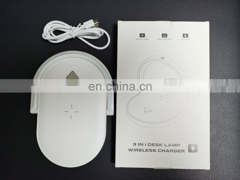 15W Fast Wireless Charger Table Lamp For iPhone X XR XS Mobile Phone Charging Holder Night Light Pad Phone Stand Desk Lamp