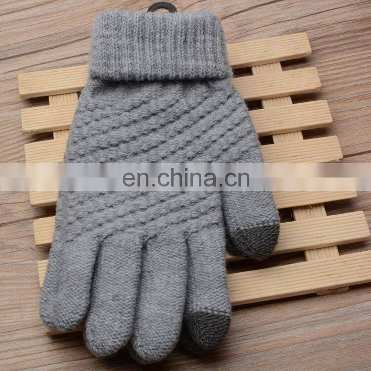 Women Men Knitted Winter acrylic Gloves Warm Thick Gloves Touch Screen Gloves