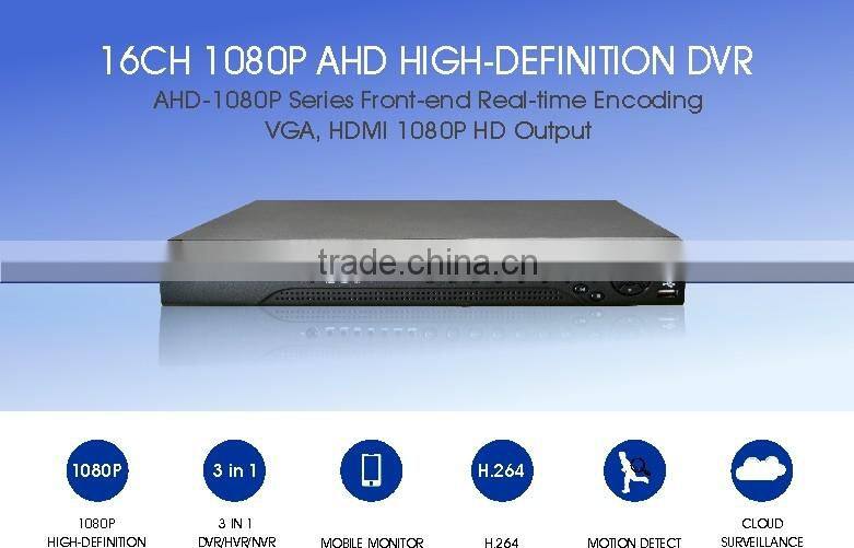 Home DVR Recorder AHD 1080P 16CH AHDH DVR 16 Channel 2 SATA HDD AHD DVR 16CH Hybrid NVR DVR Recorder ONVIF 16CH