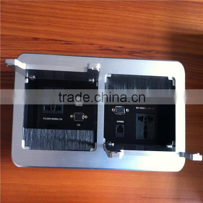 BW-T645 Multimedia Office Socket Outlet/Flip Cover Aluminum Desk Power Plug