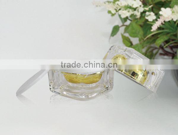2015 Luxury Red Cubic Cosmetic Plastic Acrylic Jar for Essential Cream Bottle