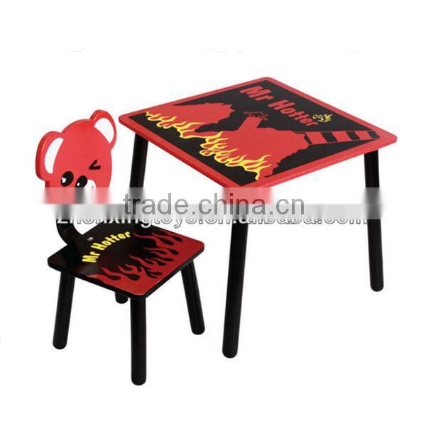 colorful carton design wooden children table and chair