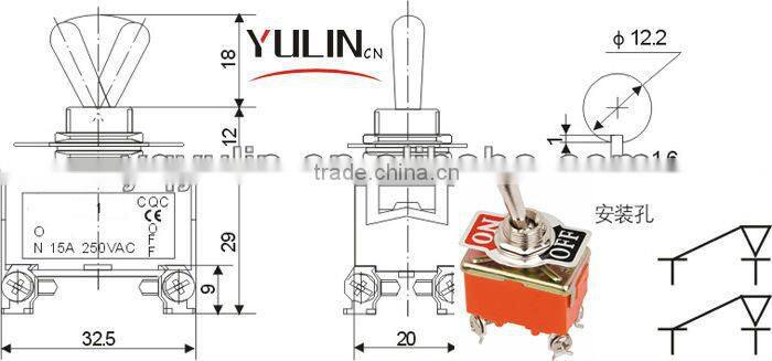 Four Pins ON-OFF 48VAC China Toggle Switch With Waterproof Cap