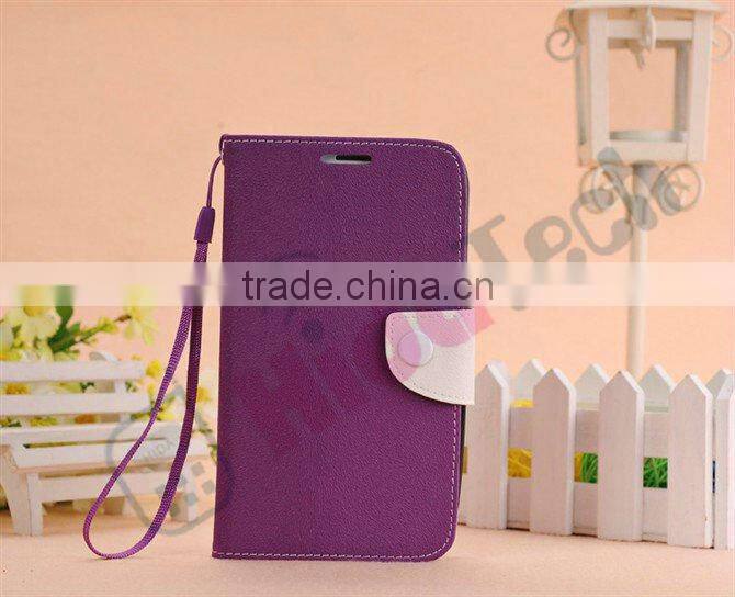 Wallet Leather Cover Case for Samsung Galaxy Note2 N7100, With Rope and Button Design,Stitch Leather Case