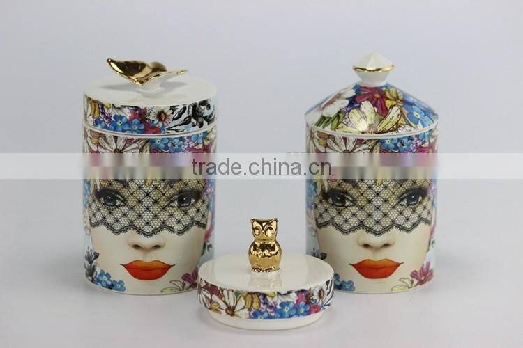 Luxury scented soy wax candle in ceramc jar