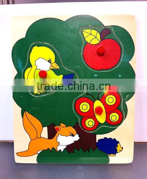 Hot selling educational wooden toys mini tree puzzle