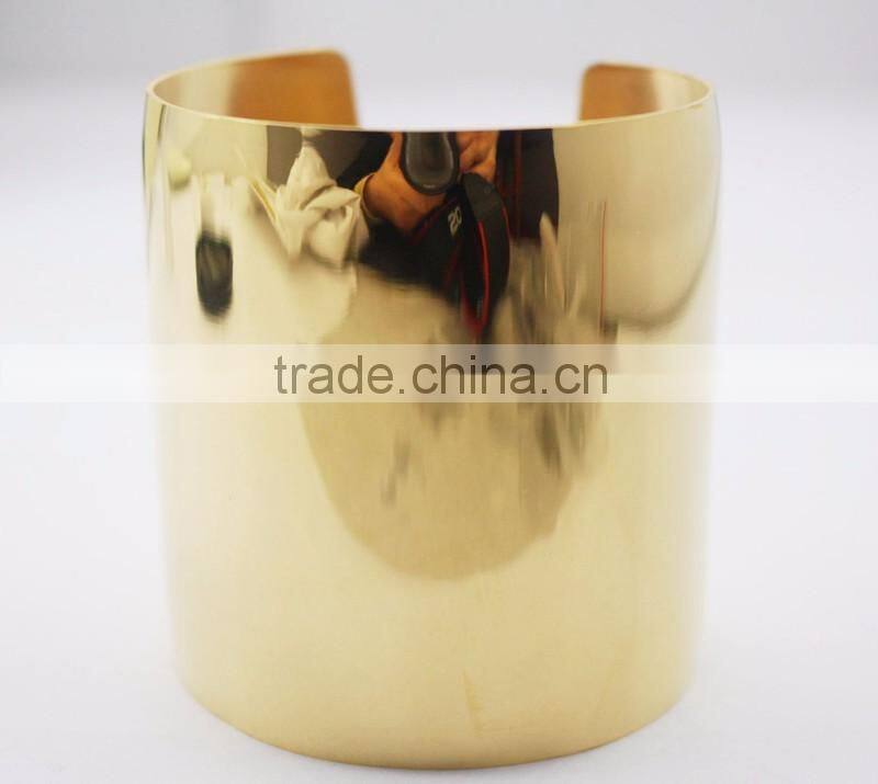 Simple Design Stainless Steel Blank Ultra Wide Gold Bangle Bracelets Cuff