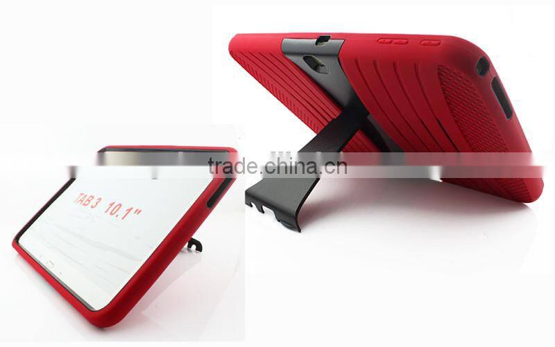 Coutinue Hot selling Heavy Duty Rugged impact case tough hard kickstand silicone rubber Case for Samsung Galaxy Tablet 3 10.1